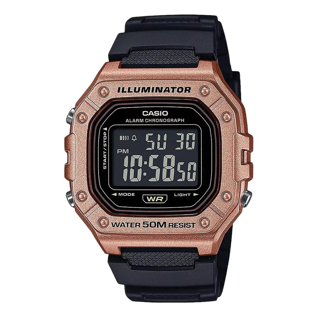 Casio W‑218HM‑5BVEF Ανδρικό Ψηφιακό Ρολόι με Μαύρο Καουτσούκ Λουράκι